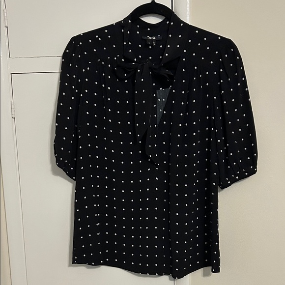 PAIGE Tops - PAIGE Midnight Blouse with Ivory Dots
